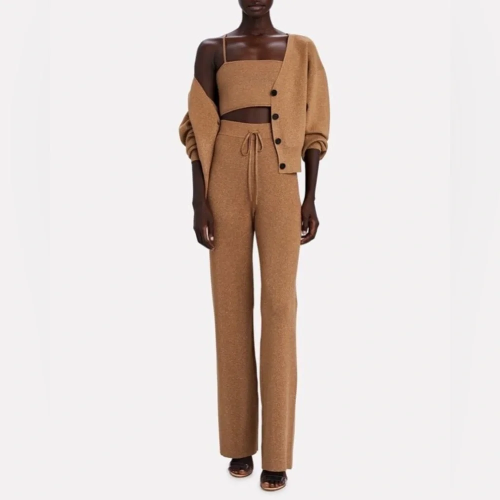 A.L.C. Quentin Knit Wide-Leg Pants in Metallic/Brown, Size XS - Picture 2 of 13